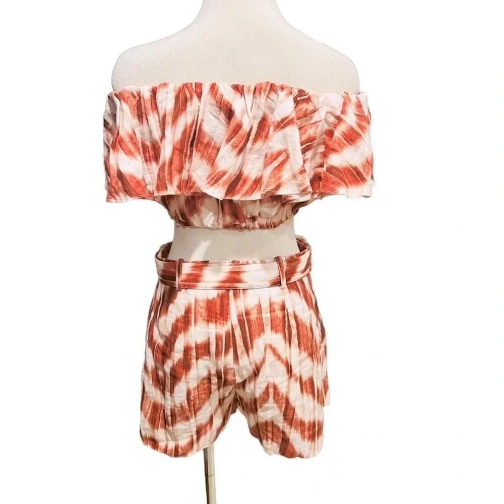 Banana Republic Meridian "Warm Zebra" Linen Shorts Size 4 & Linen Top Size S - Picture 9 of 11